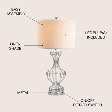 Honore 28" Metal Wire Frame LED Table Lamp - JONATHAN Y